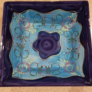 Handcrafted Blue and Purple Decorative Plate Safe For Serving